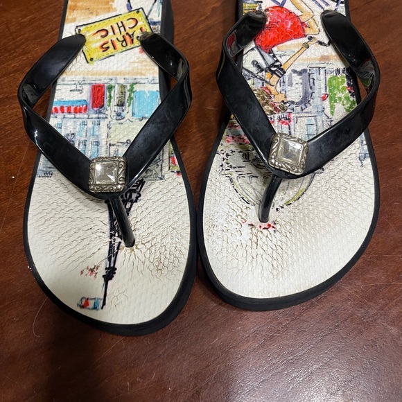 Brighton Jewelled Flip Flops Wedge Sandal Paris Chic - Picture 7 of 8